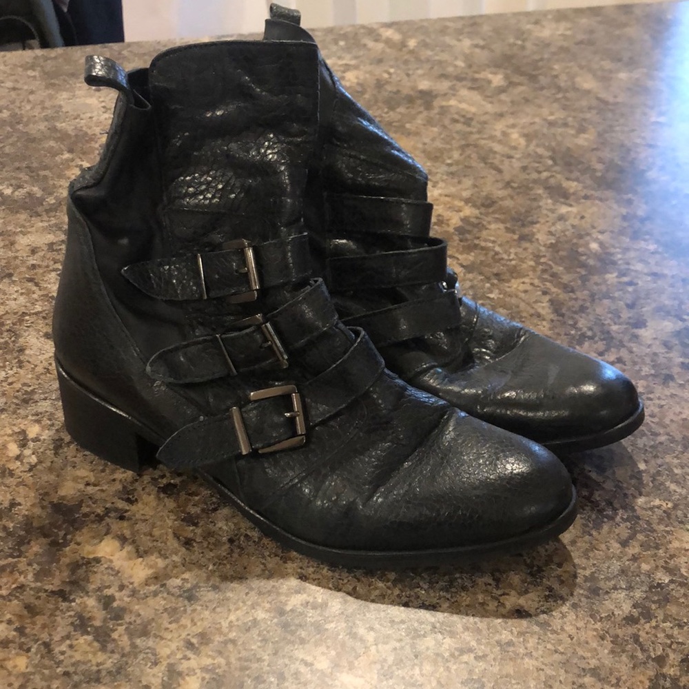 Black “biker style” Italian made leather booties